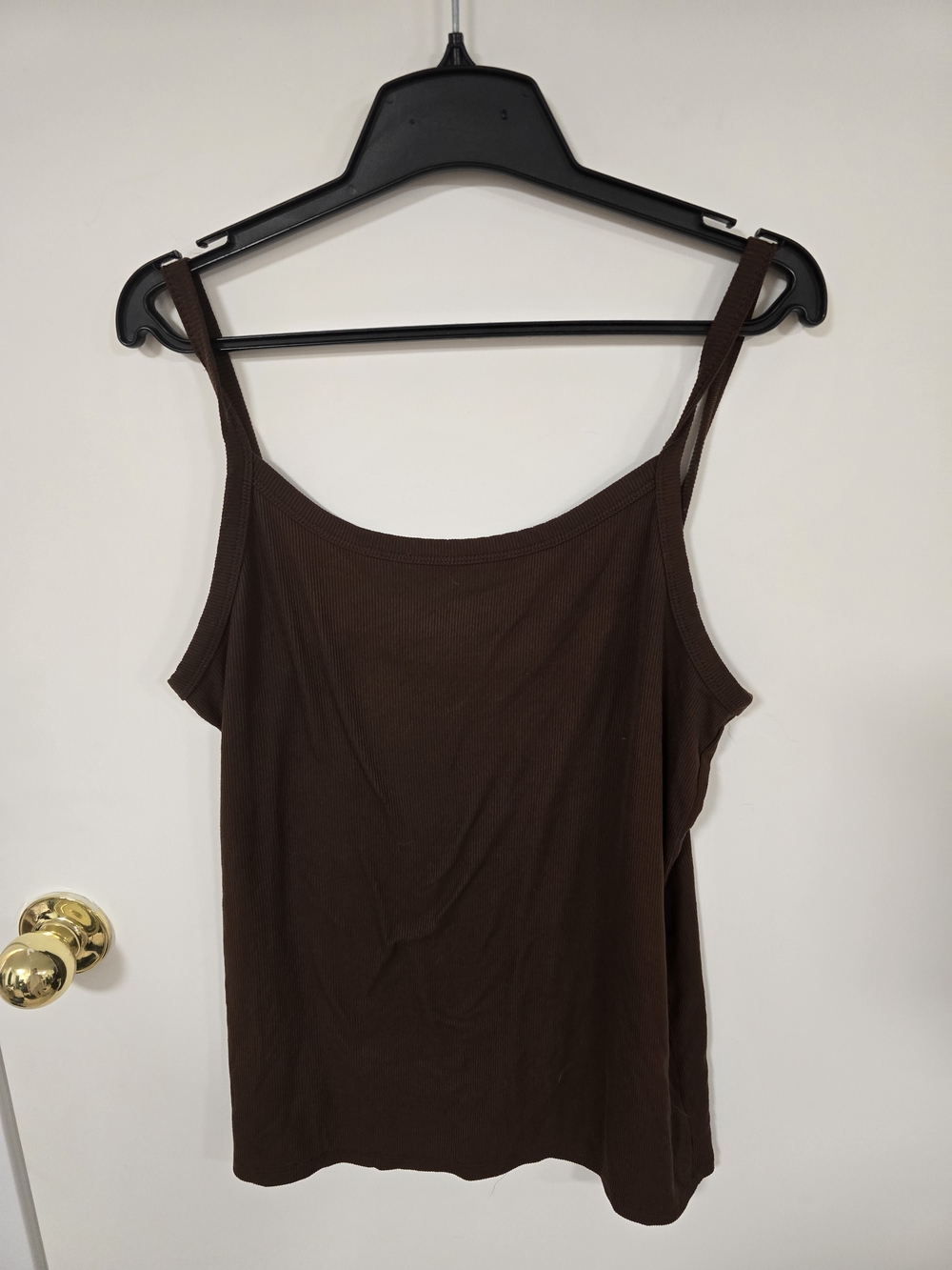 No Boundaries Brown Ribbed Spaghetti Strap Tank